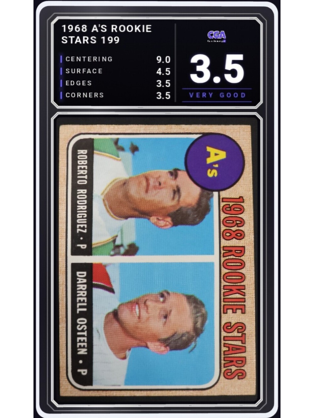 1968 Topps #199 Roberto Rodriguez Darrell Osteen RC A's - CGA 3.5 Digital Grade